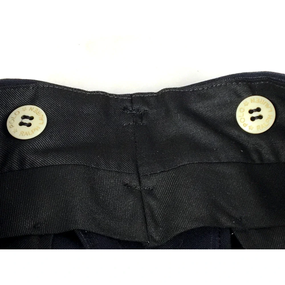 38R Polo Ralph Lauren USA Mens Vintage 2 Bttn Wool Suit Black Pinstripe Pants 32
